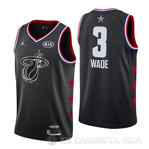 Camiseta Dwyane Wade #3 All Star 2019 Miami Heat Negro - Haga un click en la imagen para cerrar